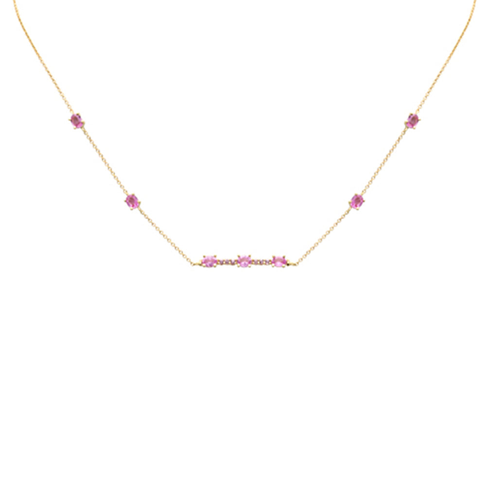 Muse Jewelry 1.38ct G SI 14K Yellow Gold Pink Tourmaline Gemstone Necklace 16+2" Ext