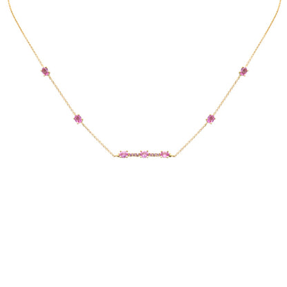 Muse Jewelry 1.38ct G SI 14K Yellow Gold Pink Tourmaline Gemstone Necklace 16+2" Ext