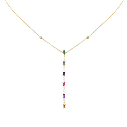 Muse Jewelry .72ct G SI 14K Yellow Gold Diamond & Multi Color Gemstone Drop Necklace 16+2" Ext