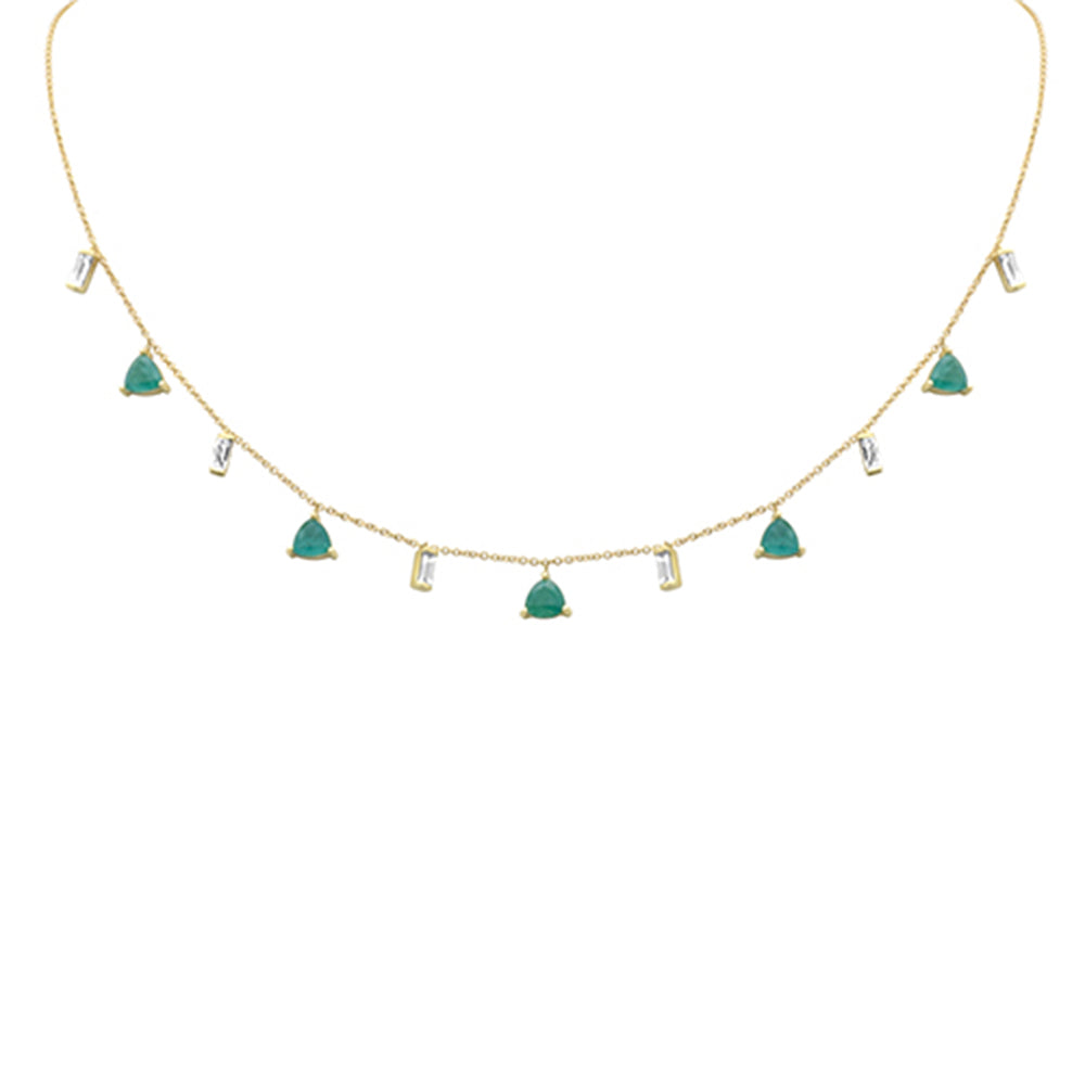 Muse Jewelry .55ct, 2.27ct G SI 14K Yellow Gold Diamond & Emerald Gemstone Necklace 16+2" Ext