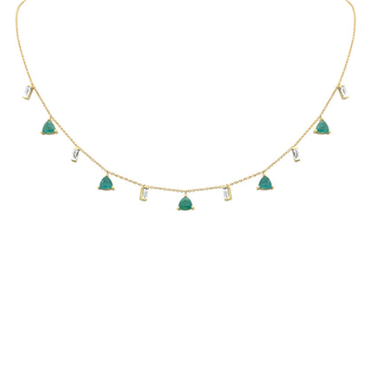 Muse Jewelry .55ct, 2.27ct G SI 14K Yellow Gold Diamond & Emerald Gemstone Necklace 16+2" Ext