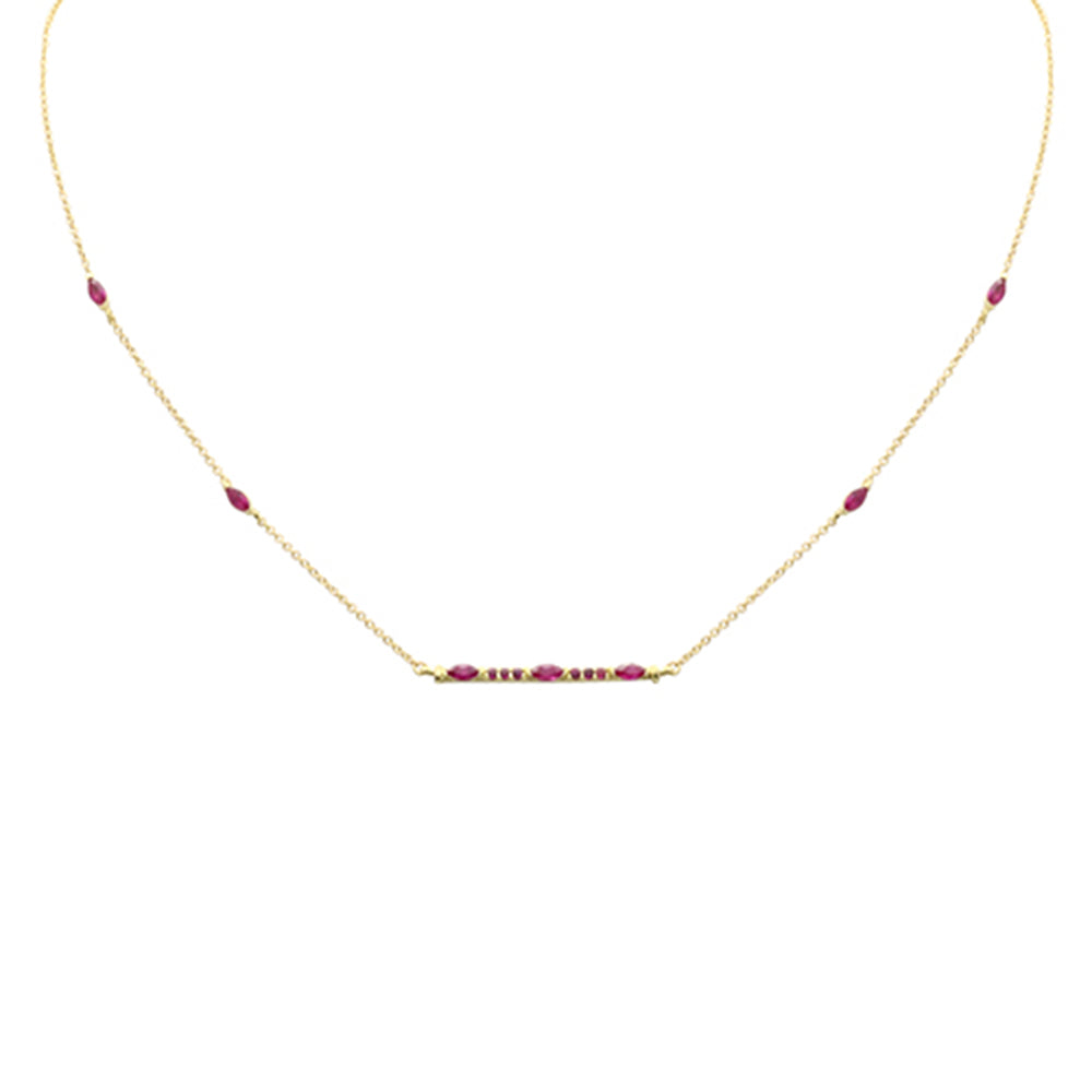 Muse Jewelry .76ct G SI 14K Yellow Gold Ruby Gemstone Pendant Necklace 14+2" Ext