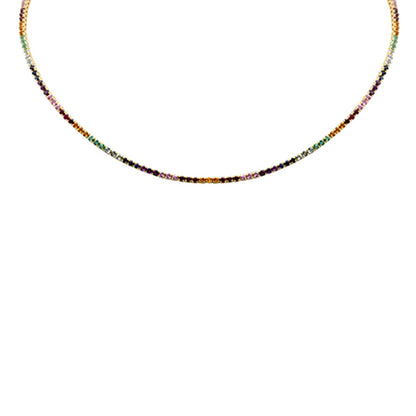 Muse Jewelry 3.91ct G SI 14K Yellow Gold Multi Color Gemstone Tennis Necklace 14+2" Ext