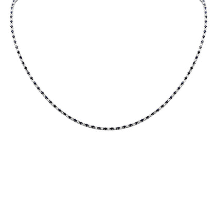 Muse Jewelry 4.64ct G SI 14K White Gold Diamond & Blue Sapphire Tennis Necklace 16+2" Ext