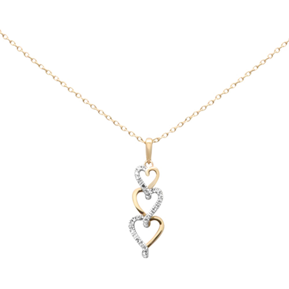 Muse Jewelry .08ct G SI 14K Yellow Gold Diamond Heart Drop Pendant Necklace 18" Long