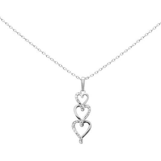 Muse Jewelry .08ct G SI 14K White Gold Diamond Heart Drop Pendant Necklace 18" Long