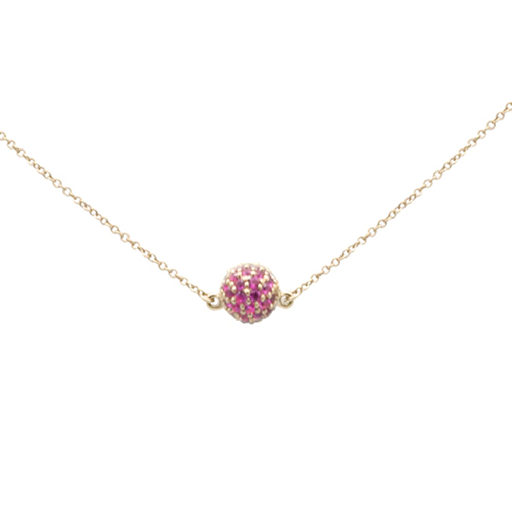 Muse Jewelry .57ct G SI 14K Yellow Gold Round Ruby Pendant Necklace 16 + 2" Ext