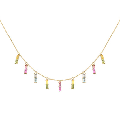 Muse Jewelry 2.76ct G SI 14K Yellow Gold Diamond Multi Color Necklace 16 + 2" Ext