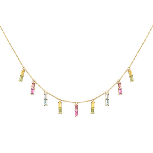 Muse Jewelry 2.76ct G SI 14K Yellow Gold Diamond Multi Color Necklace 16 + 2" Ext