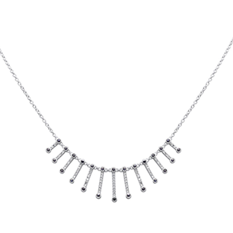 Muse Jewelry .77ct G SI 14K White Gold Diamond & Blue Sapphire Dangling Necklace 16 + 2" Ext