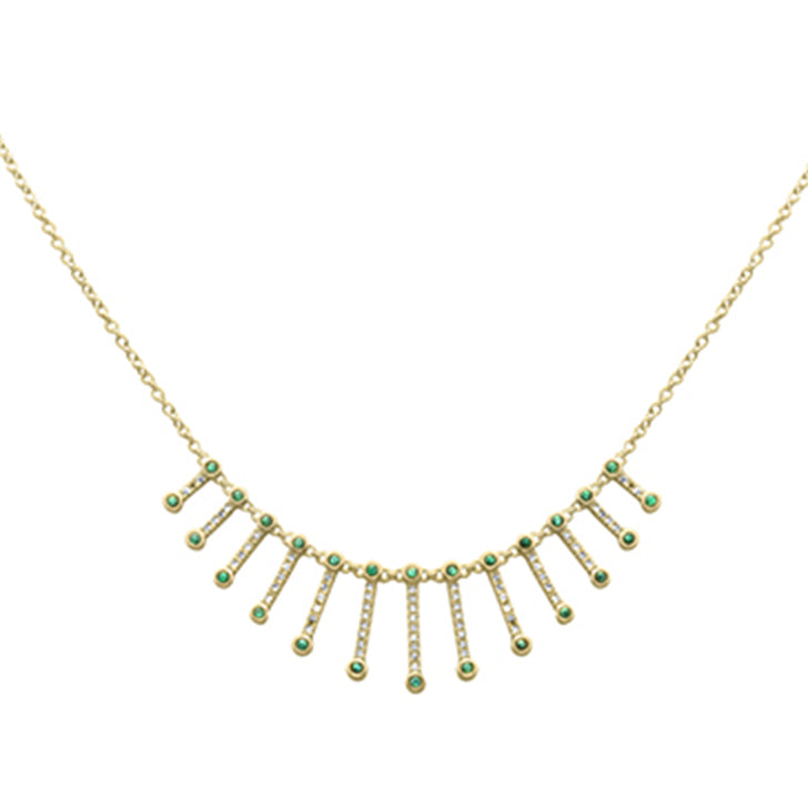 Muse Jewelry 1.16ct G SI 14K Yellow Gold Diamond & Emerald Dangling Necklace 16 + 2" Ext