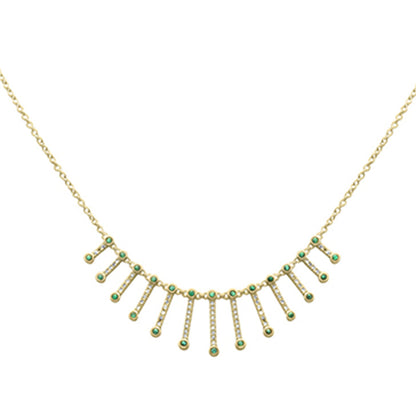 Muse Jewelry 1.16ct G SI 14K Yellow Gold Diamond & Emerald Dangling Necklace 16 + 2" Ext