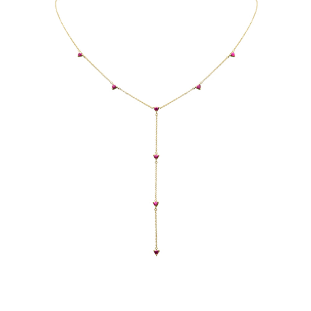 Muse Jewelry 1.20ct G SI 14K Yellow Gold Ruby Lariat Necklace 16 + 2" Ext