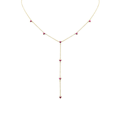 Muse Jewelry 1.20ct G SI 14K Yellow Gold Ruby Lariat Necklace 16 + 2" Ext