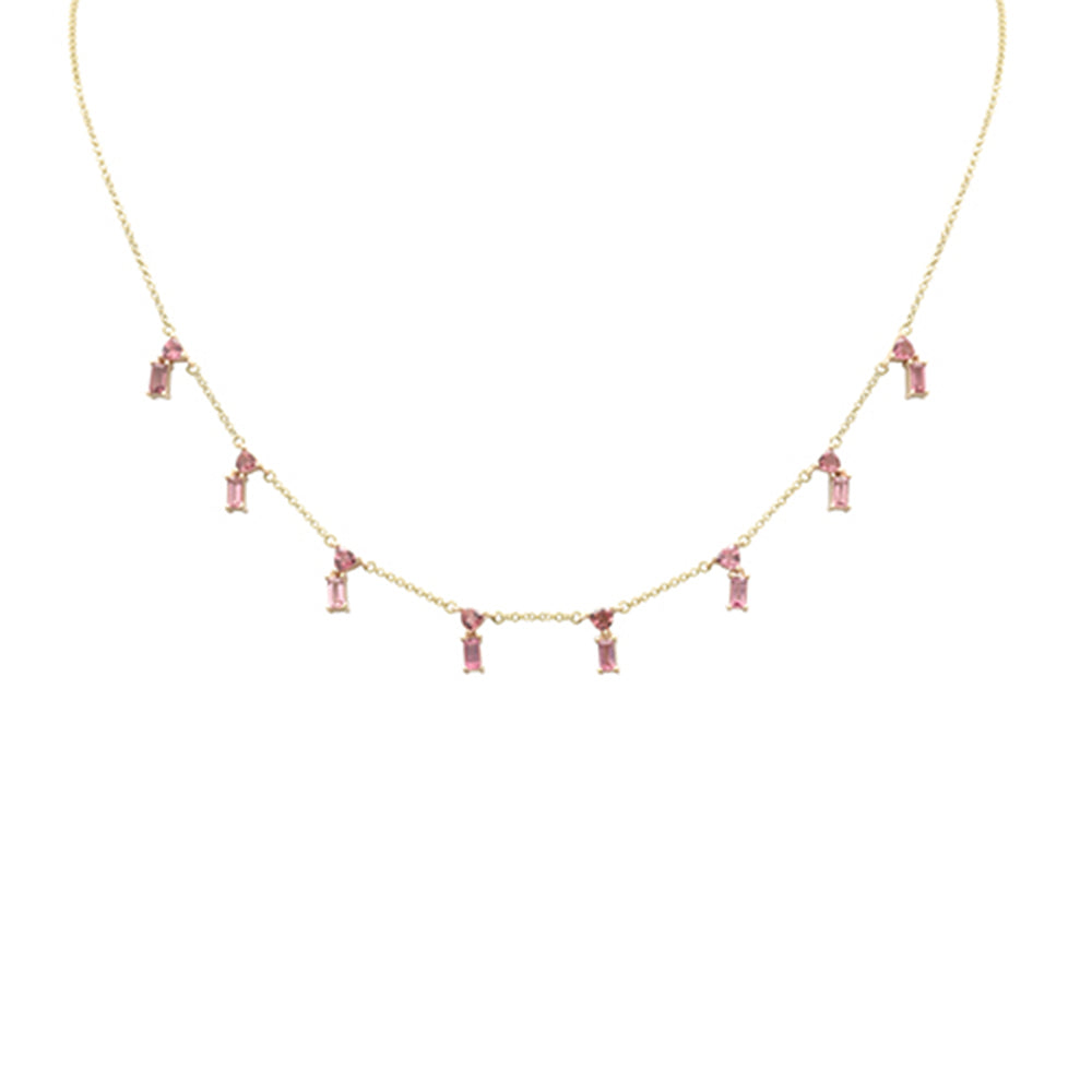 Muse Jewelry 1.24ct G SI 14K Yellow Gold Pink Tourmaline Necklace 16 + 2" Ext