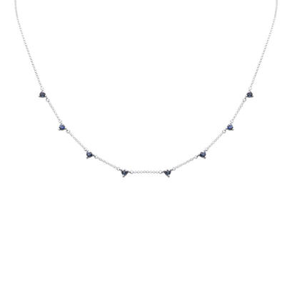 Muse Jewelry 1.28ct G SI 14K White Gold Blue Sapphire Gemstone Necklace 16 + 2" Ext