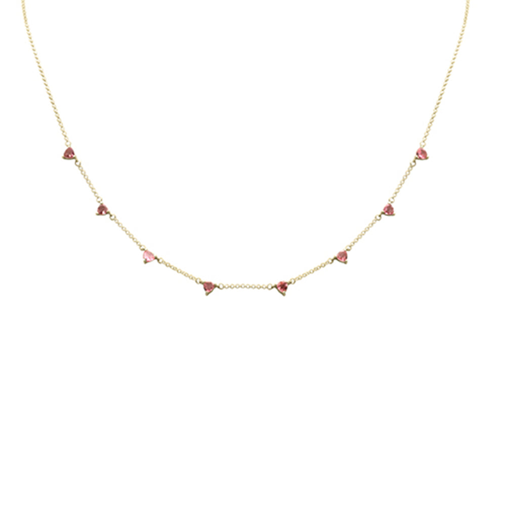 Muse Jewelry .76ct G SI 14K Yellow Gold Pink tourmaline Necklace 16 + 2" Ext