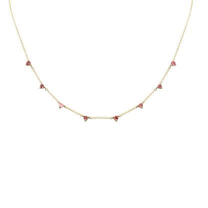 Muse Jewelry .76ct G SI 14K Yellow Gold Pink tourmaline Necklace 16 + 2" Ext