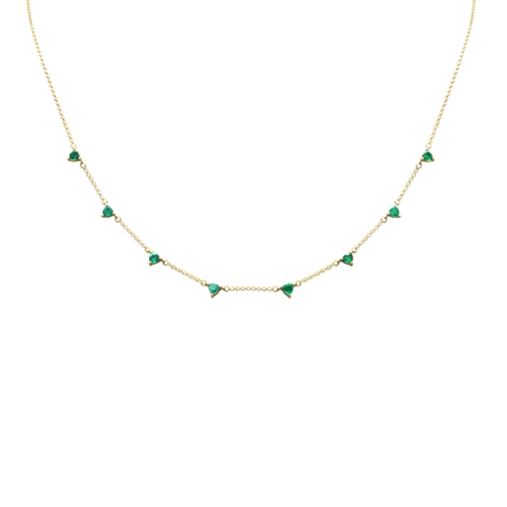 Muse Jewelry .64ct G SI 14K Yellow Gold Emerald Gemstone Necklace 16 + 2" Ext