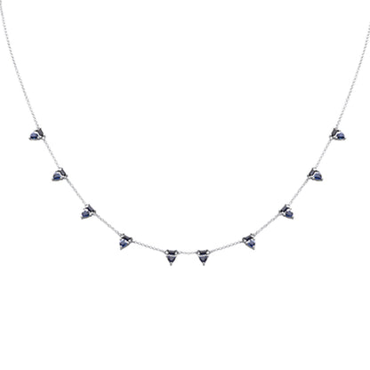 Muse Jewelry 2.07ct G SI 14K White Gold Blue Sapphire Gemstone Necklace 16 + 2" Ext