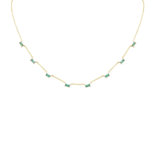 Muse Jewelry .88ct G SI 14K Yellow Gold Emerald Gemstone Necklace 16 + 2" Ext