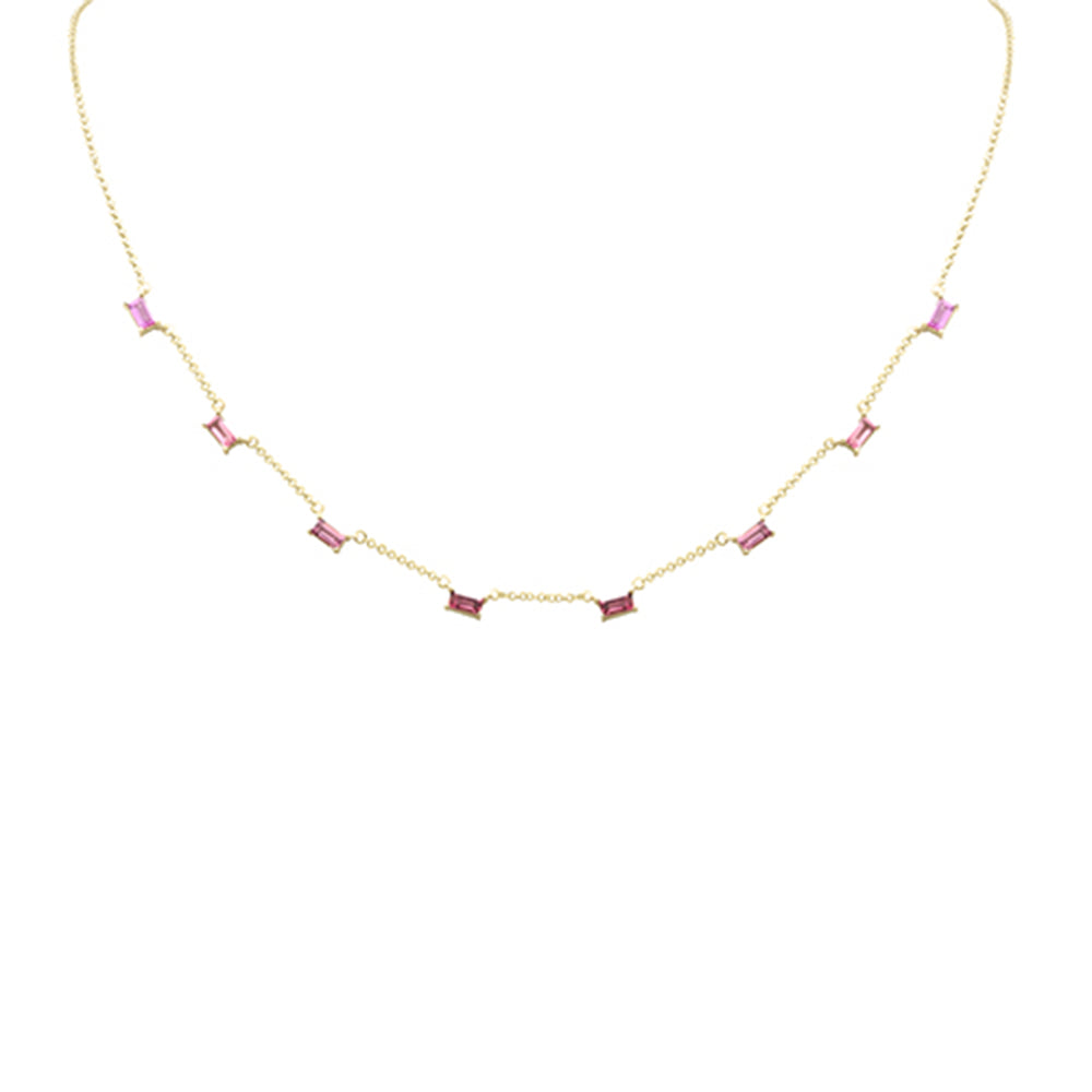 Muse Jewelry .48ct G SI 14K Yellow Gold Pink Tourmaline Station Necklace 16 + 2" Ext