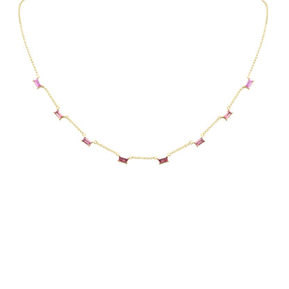 Muse Jewelry .48ct G SI 14K Yellow Gold Pink Tourmaline Station Necklace 16 + 2" Ext