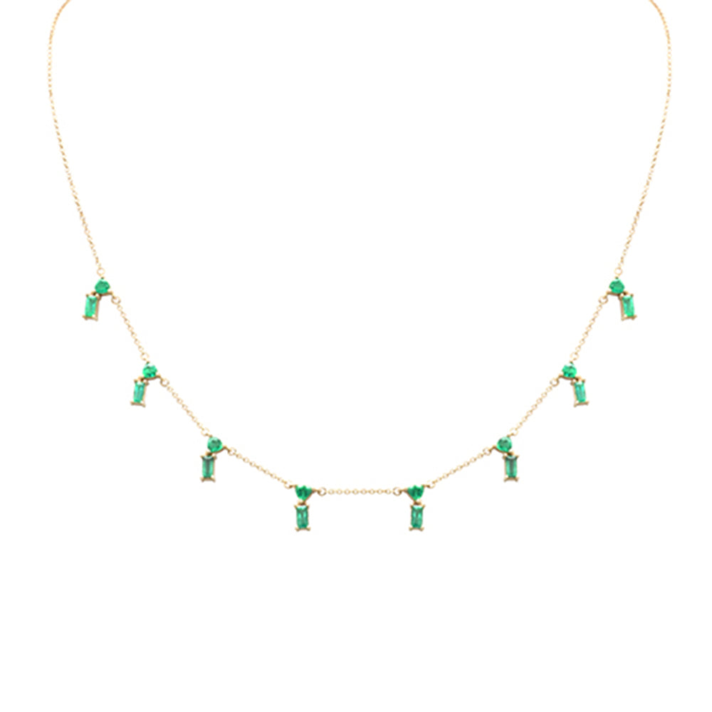 Muse Jewelry 1.52ct G SI 14K Yellow Gold Green Emerald Gemstone Dangling Necklace 16 + 2" Ext