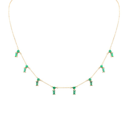 Muse Jewelry 1.52ct G SI 14K Yellow Gold Green Emerald Gemstone Dangling Necklace 16 + 2" Ext