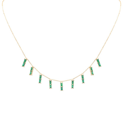 Muse Jewelry 2.34ct G SI 14K Yellow Gold Green Emerald Gemstone Dangling Necklace 16 + 2" Ext