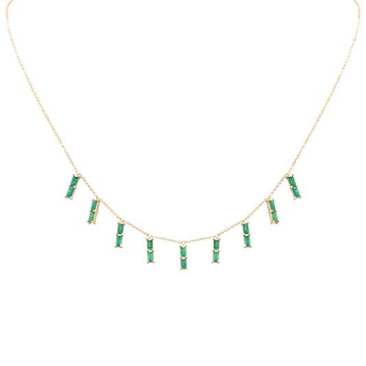 Muse Jewelry 2.34ct G SI 14K Yellow Gold Green Emerald Gemstone Dangling Necklace 16 + 2" Ext