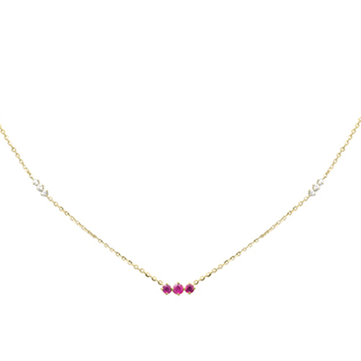 Muse Jewelry .38ct G SI 14K Yellow Gold Diamond & Ruby Pendant Necklace 16 + 2" Ext