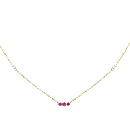 Muse Jewelry .38ct G SI 14K Yellow Gold Diamond & Ruby Pendant Necklace 16 + 2" Ext