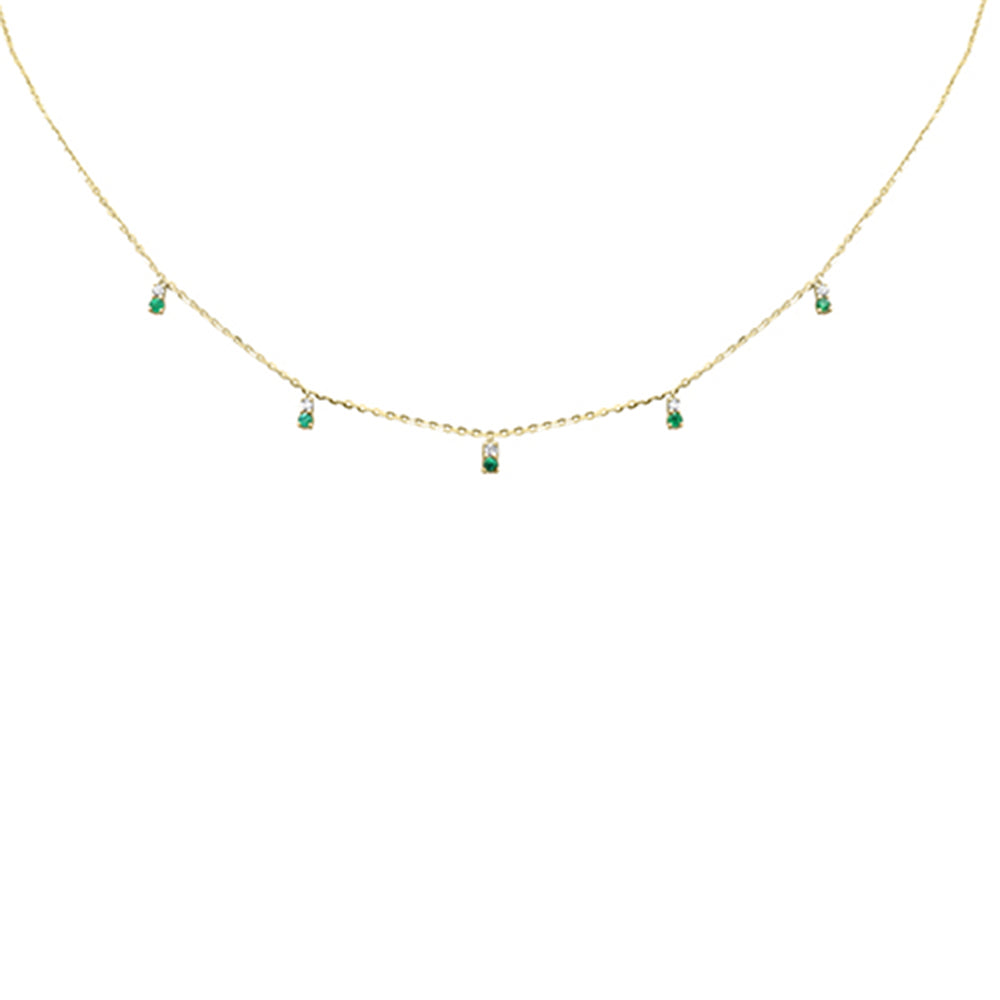 Muse Jewelry .24ct G SI 14K Yellow Gold Diamond & Emerald Pendant Necklace 16 + 2" Ext