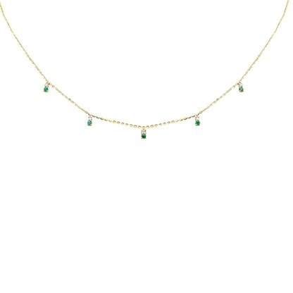 Muse Jewelry .24ct G SI 14K Yellow Gold Diamond & Emerald Pendant Necklace 16 + 2" Ext