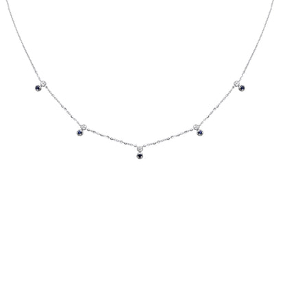 Muse Jewelry .31ct G SI 14K White Gold Diamond & Blue Sapphire Pendant Necklace 16 + 2" Ext