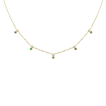 Muse Jewelry .31ct G SI 14K Yellow Gold Diamond & Emerald Pendant Necklace 16 + 2" Ext