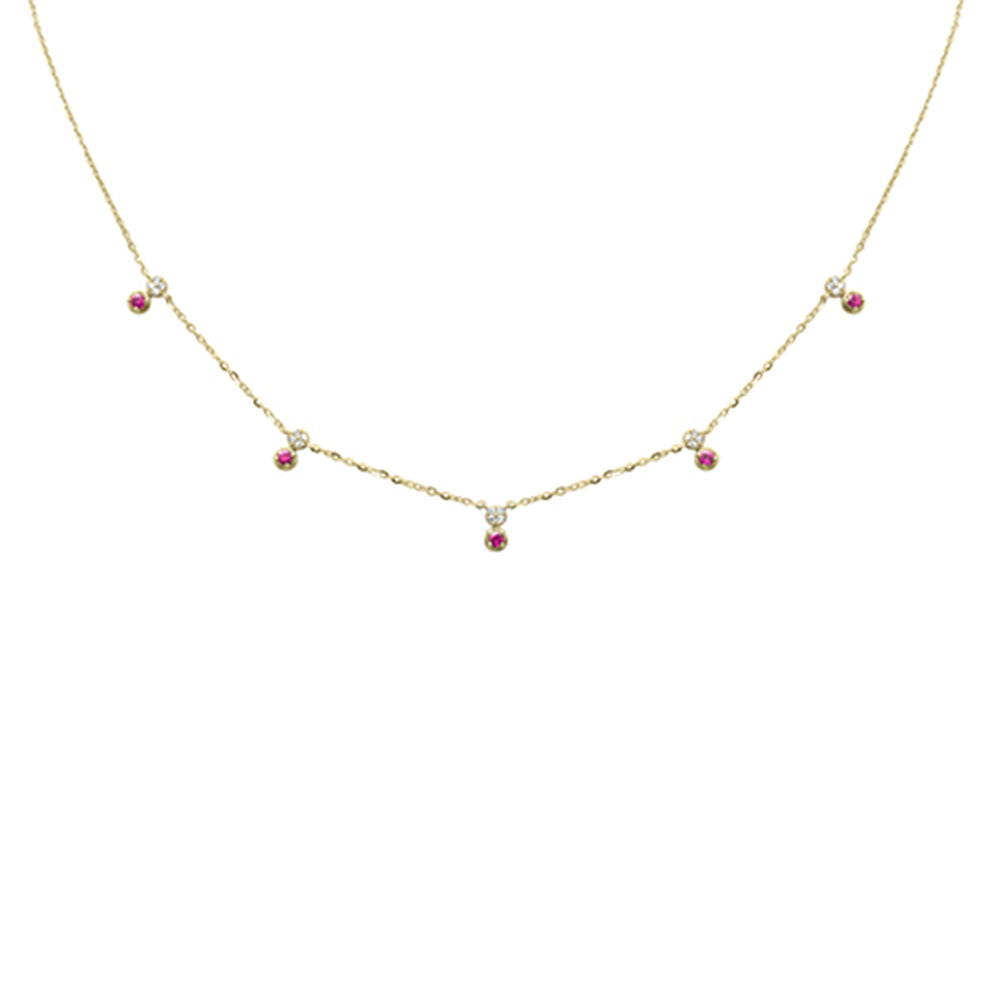 Muse Jewelry .35ct G SI 14K Yellow Gold Diamond & Ruby Pendant Necklace 16 + 2" Ext