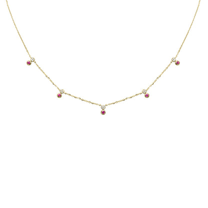 Muse Jewelry .35ct G SI 14K Yellow Gold Diamond & Ruby Pendant Necklace 16 + 2" Ext