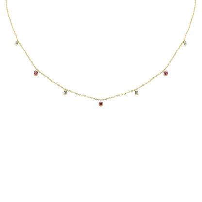 Muse Jewelry .32ct G SI 14K Yellow Gold Diamond & Ruby Pendant Necklace 16 + 2" Ext