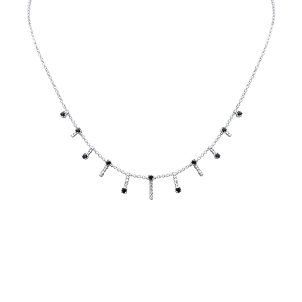 Muse Jewelry 1.28ct G SI 14K White Gold Diamond & Blue Sapphire Dangling Necklace 16 + 2" Ext