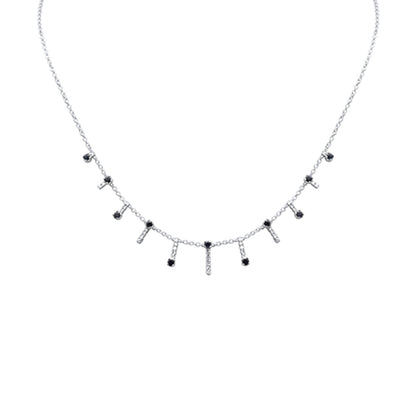 Muse Jewelry 1.28ct G SI 14K White Gold Diamond & Blue Sapphire Dangling Necklace 16 + 2" Ext