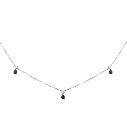 Muse Jewelry .58ct G SI 14K White Gold Diamond & Blue Sapphire Pendant Necklace 16 + 2" Ext