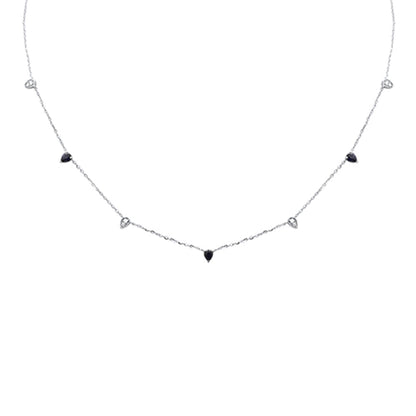 Muse Jewelry .62ct G SI 14K White Gold Diamond & Blue Sapphire Pendant Necklace 16 + 2" Ext