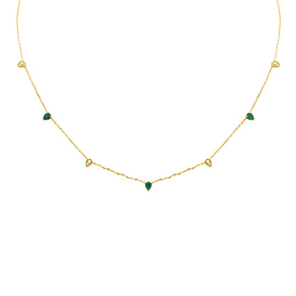 Muse Jewelry .41ct G SI 14KT Yellow Gold Diamond & Emerald Pendant Necklace 16 + 2" Ext