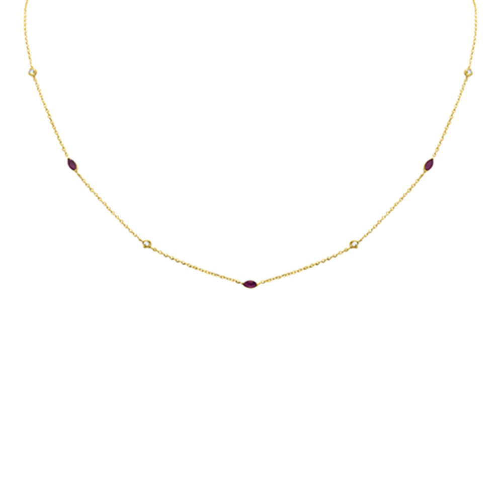 Muse Jewelry .36ct G SI 14K Yellow Gold Diamond & Ruby Pendant Necklace 16 + 2" Ext