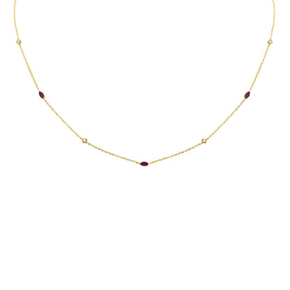 Muse Jewelry .36ct G SI 14K Yellow Gold Diamond & Ruby Pendant Necklace 16 + 2" Ext