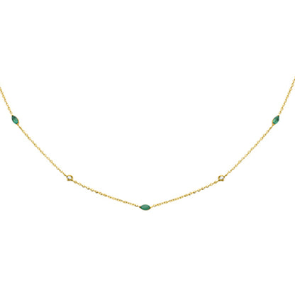 Muse Jewelry .33ct G SI 14K Yellow Gold Diamond & Emerald Pendant Necklace 16 + 2" Ext