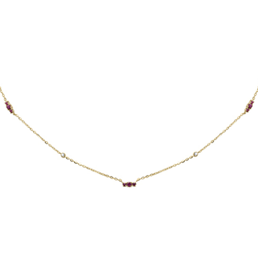 Muse Jewelry .29ct G SI 14K Yellow Gold Diamond & Ruby Pendant Necklace 16 + 2" Ext