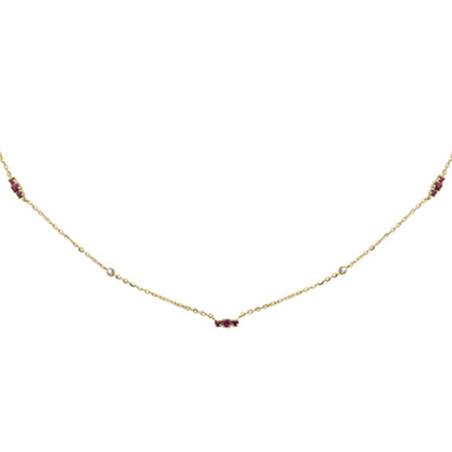 Muse Jewelry .29ct G SI 14K Yellow Gold Diamond & Ruby Pendant Necklace 16 + 2" Ext